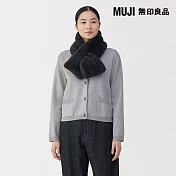 【MUJI 無印良品】再生聚酯纖維保暖絨毛圍巾 黑色