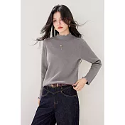 【MsMore】 一體絨高領亮絲針織衫長袖加厚保暖毛衣# 126629 FREE 灰色