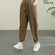 【AMIEE】黑色九分哈倫褲(KDPQ-8618) M 卡其色