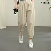 【AMIEE】黑色九分哈倫褲(KDPQ-8618) M 杏色