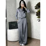 【MsMore】 減齡顯瘦百搭針織純色上衣長褲2件式套裝# 126665 FREE 灰色