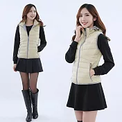 【遊遍天下】男女款可拆帽防潑水防風保暖90%羽絨背心  (GV22017) L 米白