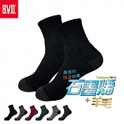 【BVD】石墨烯羊毛止滑暖暖襪(B592 男女適用 保暖襪 毛巾底 氣墊襪 止滑襪 地板襪) 黑22-26CM