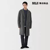 【MUJI 無印良品】男羊毛混雙面織西裝式大衣 M 深灰