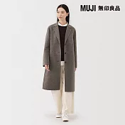 【MUJI 無印良品】女羊毛混雙面織西裝式大衣 M 深摩卡棕