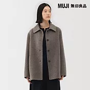 【MUJI 無印良品】女羊毛混雙面織短大衣 M 深摩卡棕