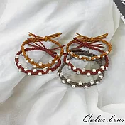 【卡樂熊】韓系簡約百搭珍珠麻花造型髮束/髮圈- 柔霧磚紅