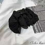 【卡樂熊】韓系蓬鬆亮紗造型鯊魚夾/抓夾- 黑色