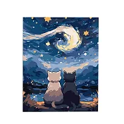 【上手家居】DIY數字油畫 40*50cm(壁畫/裝飾畫/玄關掛畫/彩繪/diy材料包) 星夜雙影