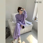 【AMIEE】衛衣長褲兩件套(KDAQ-840) M 紫羅蘭