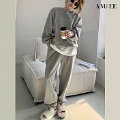 【AMIEE】衛衣長褲兩件套(KDAQ-840) M 灰色