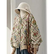 【ACheter】 復古油畫緹花棒球服別緻夾克外套# 126775 L 花紋色