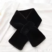 【唯蜜色】仿兔毛保暖加厚可愛百搭毛絨圍巾 黑色