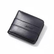 【HandStyle】男短夾 經典真皮質感橫紋裝飾拉鍊男士短夾(1122)_76080 _黑色