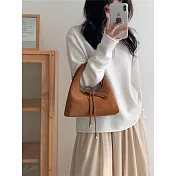 O-ni O-ni全新品精選優質皮革麂皮蝴蝶結設計時尚別緻餃子款托特包(品質保證)(bag-6162) 棕色