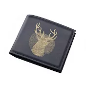 【HandStyle】男短夾 經典黑皮財鹿圖騰吉祥招財男士短夾(306)_20045 _金色鹿頭