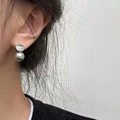 【HandStyle】耳環 輕奢小眾設計銀色圓扣灰色珍珠耳環_83030