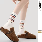 【JDS設計襪】珊瑚絨加厚保暖費爾島襪 雪境童話-狐狸