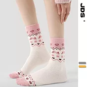 【JDS設計襪】珊瑚絨加厚保暖費爾島襪 雪境童話-貓咪
