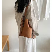 O-ni O-ni全新品精選優質皮革麂皮大容量簡約時尚大包包時尚經久耐用水桶包(品質保證)(bag-6164) 棕色