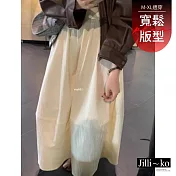 【Jilli~ko】鬆緊腰中長大擺花苞半身裙女 9090 FREE 白色