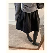 【MsMore】 復古毛呢A版韓系極簡壓褶顯瘦中長裙# 126826 M 灰色