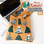 【Sayaka紗彌佳】肩背包 聖誕之森重磅厚款針織手提肩背2用包 -黃色