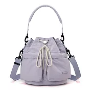 【Sayaka紗彌佳】輕量防潑多口袋束口 肩背手提機能包 -淺紫色