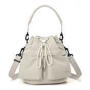 【Sayaka紗彌佳】輕量防潑多口袋束口 肩背手提機能包 -白色