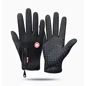 【JP生活館 】防風防寒保暖觸感防滑騎車手套     黑色-M號