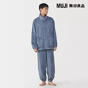 【MUJI 無印良品】男不易產生靜電暖纖毛保暖立領長袖家居睡衣 M 煙燻藍