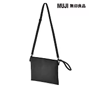 【MUJI 無印良品】撥水加工再生聚酯纖維隨身側包 黑色