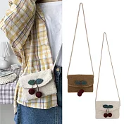 【Sayaka紗彌佳】日系可愛風格櫻桃造型手機萬用斜包 -米色