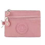 【Sayaka紗彌佳】日本百搭繽紛多色雙拉鍊收納零錢包 -粉色