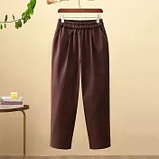 【MsMore】 復古鬆緊腰哈倫褲加厚毛呢星空紋寬鬆休閒# 126816 M 咖色