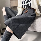 【MsMore】 七分休閒西裝褲直筒加絨寬褲# 126817 M 灰色