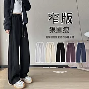 【MsMore】 加絨加厚高腰窄版香蕉褲運動長褲# 126823 M 黑色