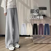 【MsMore】 加絨加厚高腰窄版香蕉褲運動長褲# 126823 M 灰色