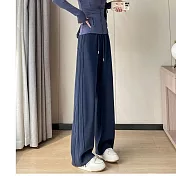 【MsMore】 加絨加厚高腰窄版香蕉褲運動長褲# 126823 M 藏青色