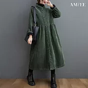 【AMIEE】燈芯絨休閒外套(KDCQ-8138) M 墨綠色