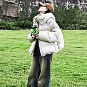 【MsMore】 韓版萊姆綠羽絨棉加厚麪包棉襖連帽外套# 126860 M 白色