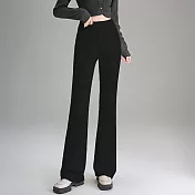 【MsMore】 纖瘦燈芯絨喇叭闊腿直筒長褲# 126861 M 黑色