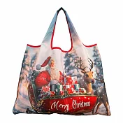 【HandStyle】購物袋 聖誕限定大容量摺疊側背環保購物袋(40525) _聖誕老人送禮物