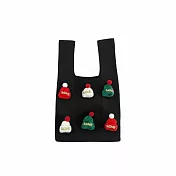 【HandStyle】購物袋 聖誕元素針織紋理迷你手提購物袋(17030) _黑色