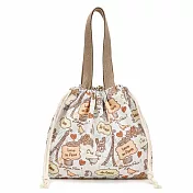 【HandStyle】手提包 日系花漾輕便手提帆布束口手提包(79030) _鐵塔米色