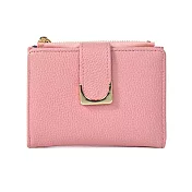 【HandStyle】女短夾 輕奢荔枝紋金色扣環典雅女用短夾(61065) _粉色