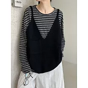 【MsMore】 隨意搭配寬鬆口袋大V毛衣背心吊帶上衣# 126910 FREE 黑色