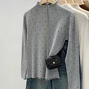 【MsMore】 木耳邊半高領波點內搭針織衫上衣# 126915 FREE 灰色