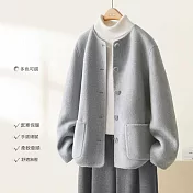 【MsMore】 英式圓領慵懶落肩袖毛呢外套大衣# 126920 M 藍色