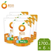 【橘子工坊】天然無香精制菌洗衣精補充包-1700ml x6包/箱(去味除臭)